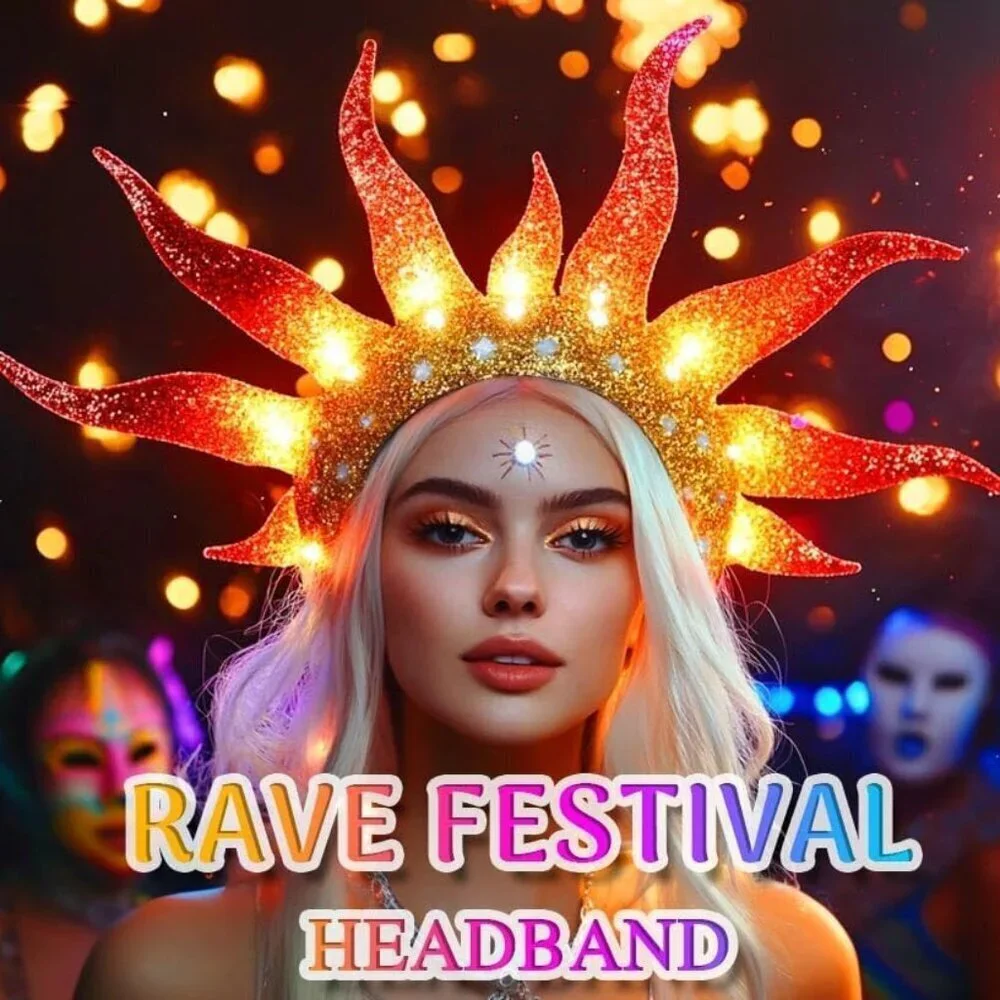 Red Flame Headband Festival Hair Accessories for Women Girls Halloween